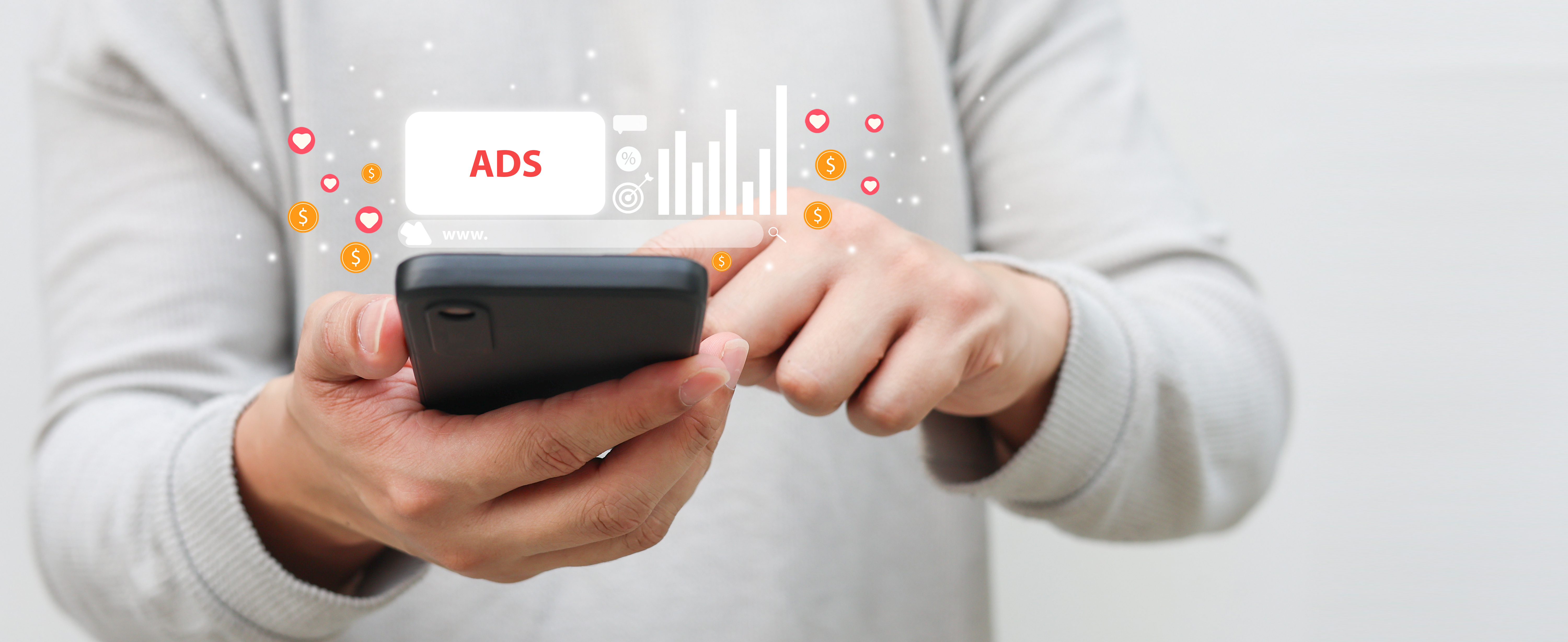 hands holding device with Ads hands holding device with Ads